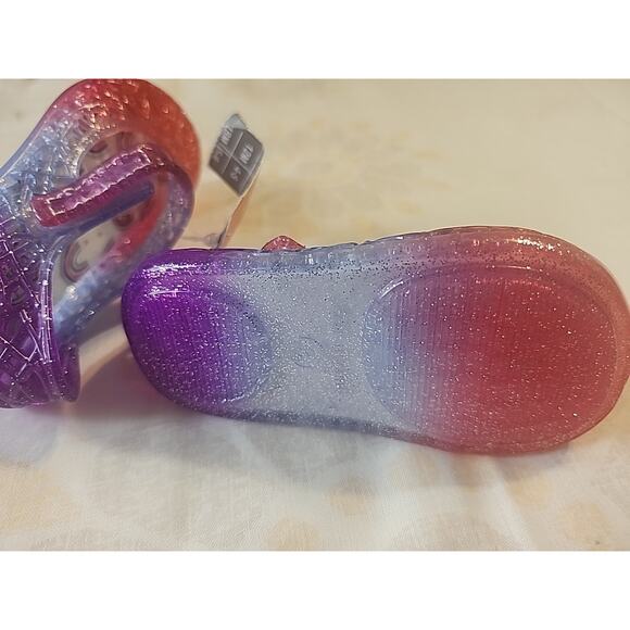 Wonder Nation Infant Girls Jelly Shoes Sandals sz 3 Red, Blue Purple Hook & Loop - Picture 5 of 6